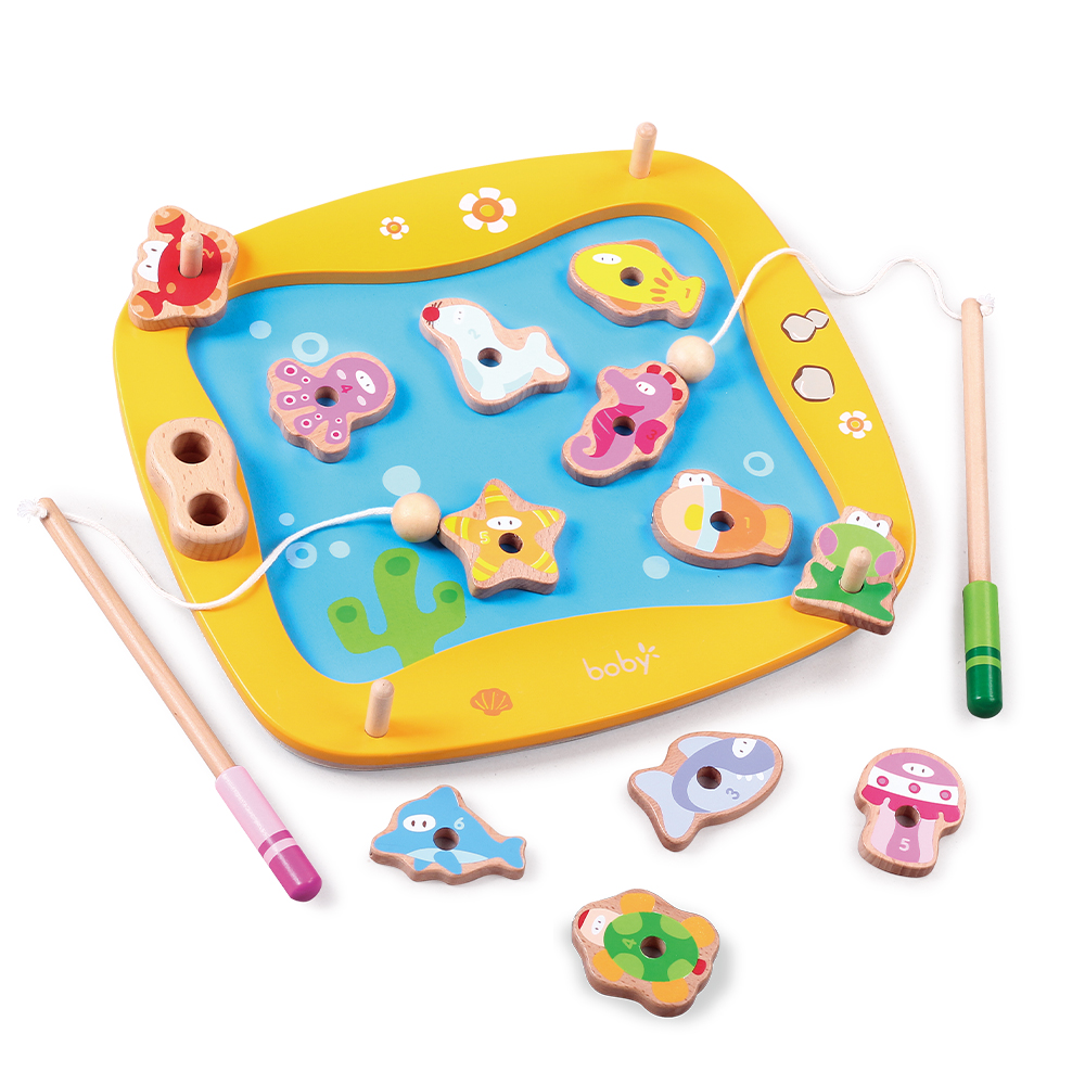 Wooden Fishing Game with Puzzle