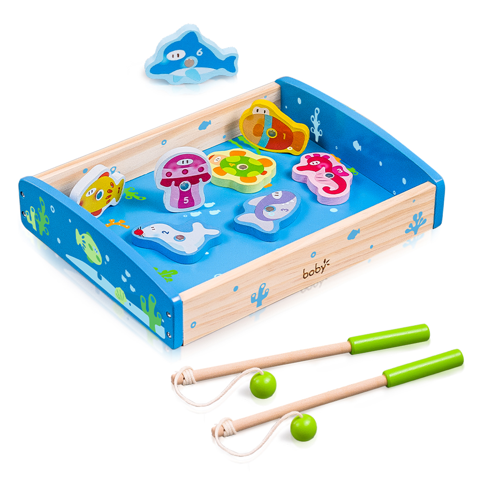 Wooden Fishing Game with Tray