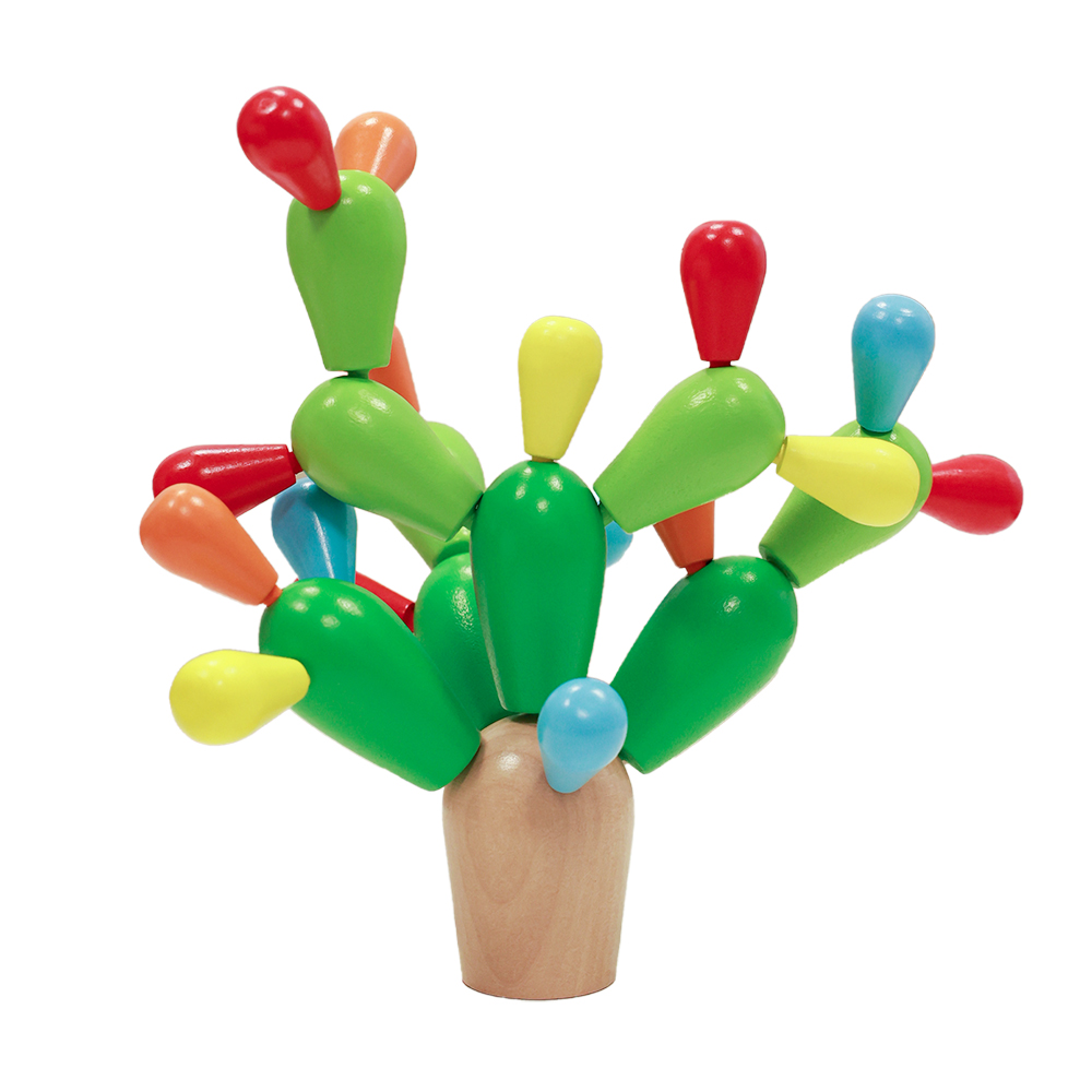 Colorful Wooden Cactus Balancing Stacking Toy