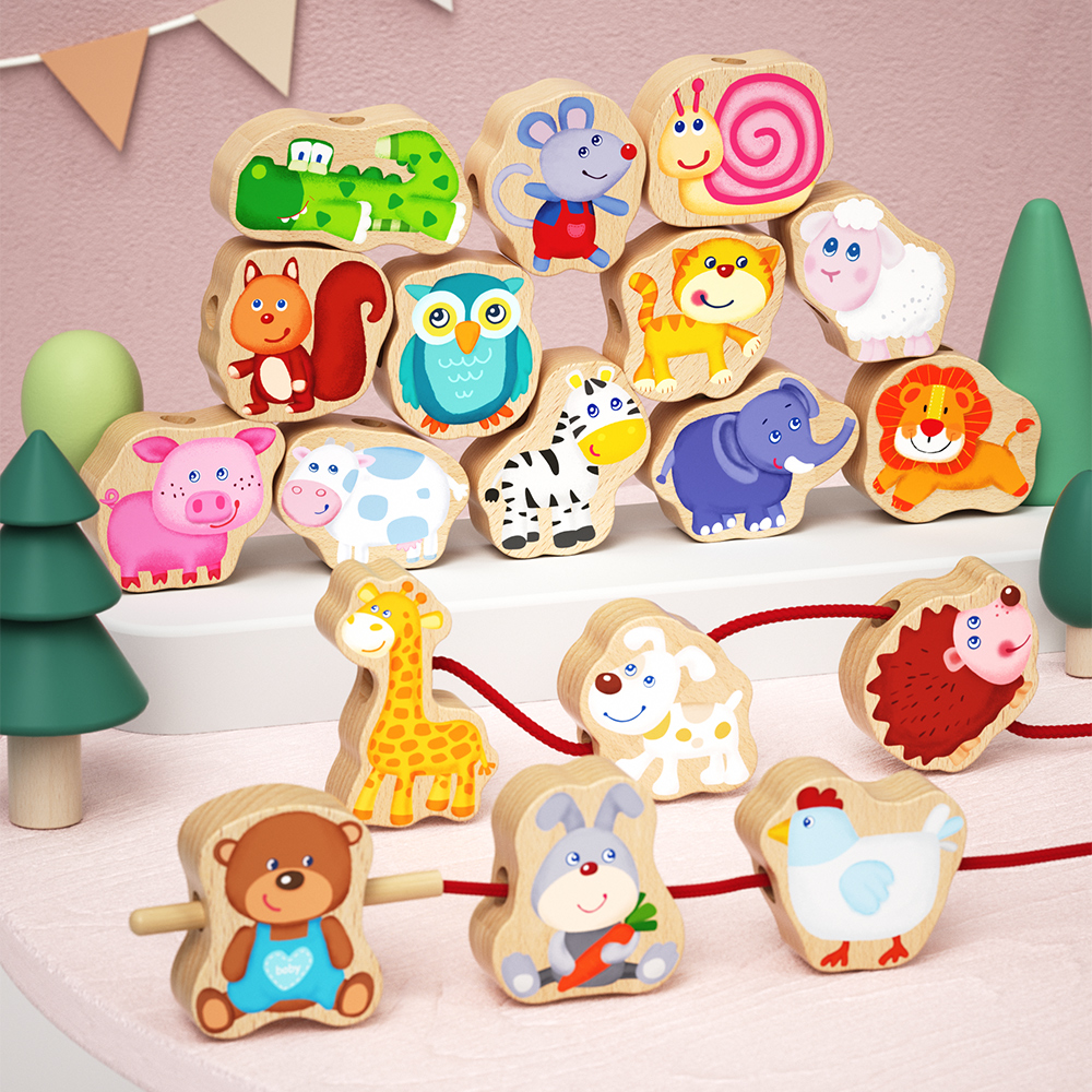 Lacing Beads in Tin Box-Animal