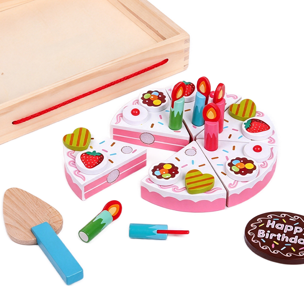 Wooden Pretend Play Cutting Birthday Cake Toy